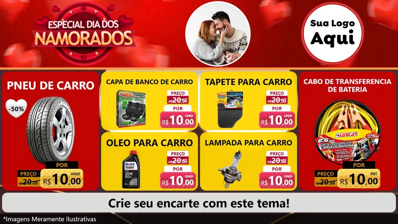 Modelo de TV para TV Horizontal com o tema Especial Dia Dos Namorados para Auto peças