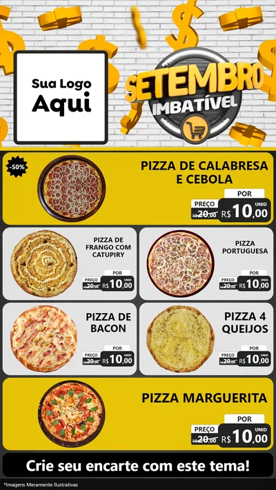 Modelo de TV para TV Vertical com o tema Setembro Imbatível para Pizzaria