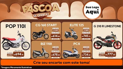 Modelo de TV para TV Horizontal com o tema Páscoa de Ofertas para Concessionaria de Motos