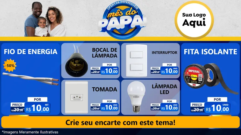 Modelo de TV para TV Horizontal com o tema Ofertas Imperdíveis Mês Do Papai para Materiais Elétricos