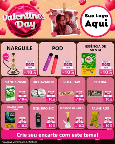 Modelo de Rede Social para Feed Instagram com o tema Valentine's Day para Tabacaria