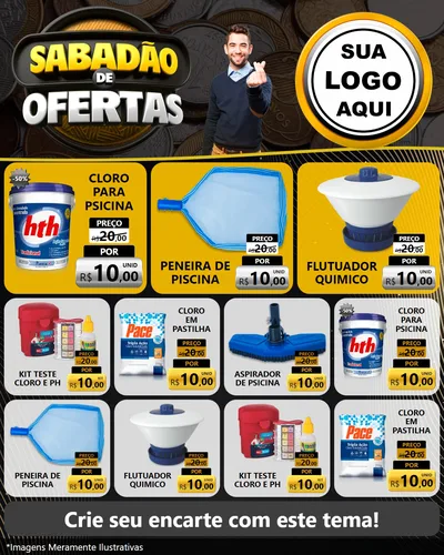 Modelo de Rede Social para Feed Instagram com o tema Sabadão de Ofertas para Produtos para Piscina