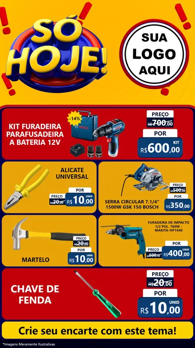 Modelo de TV para TV Vertical com o tema Só Hoje! para Maquinas e Ferramentas