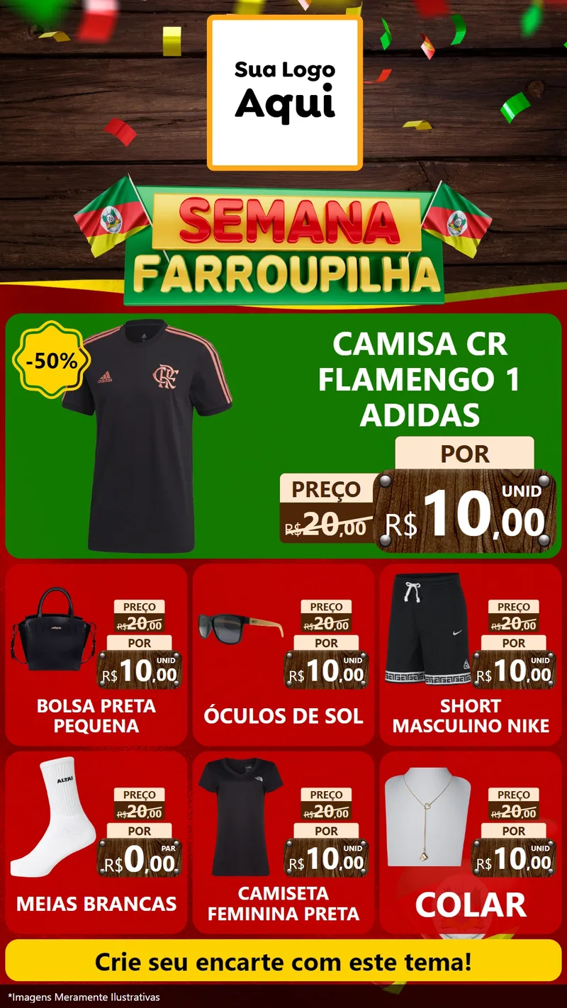 Modelo de Rede Social para Stories com o tema Semana Farroupilha para Roupas e acessórios