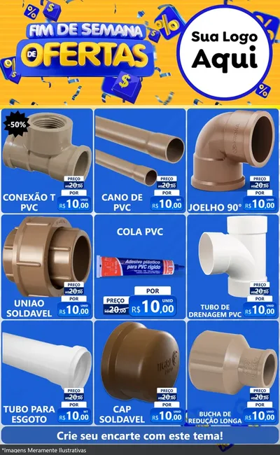 Modelo de Encarte para Encarte Grande com o tema Fim de Semana de Ofertas para Tubos e conexões