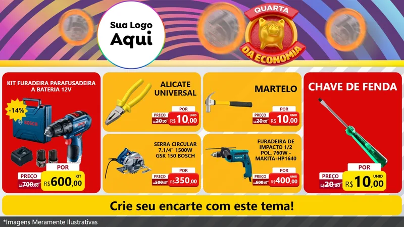 Modelo de TV para TV Horizontal com o tema Quarta da Economia para Maquinas e Ferramentas
