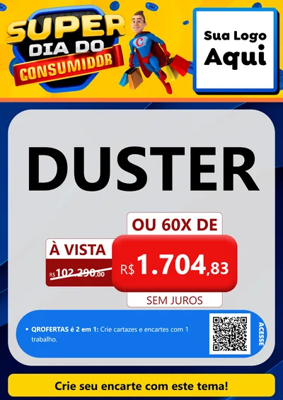 Modelo de Cartaz para Cartaz A4 Vertical com o tema Super Dia do Consumidor para Concessionaria de Carros