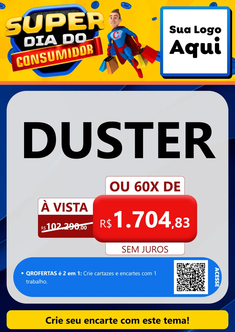 Modelo de Cartaz para Cartaz A4 Vertical com o tema Super Dia do Consumidor para Concessionaria de Carros