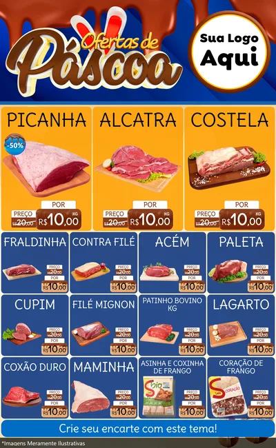 Modelo de Encarte para Encarte Grande com o tema Ofertas de Páscoa para Açougue
