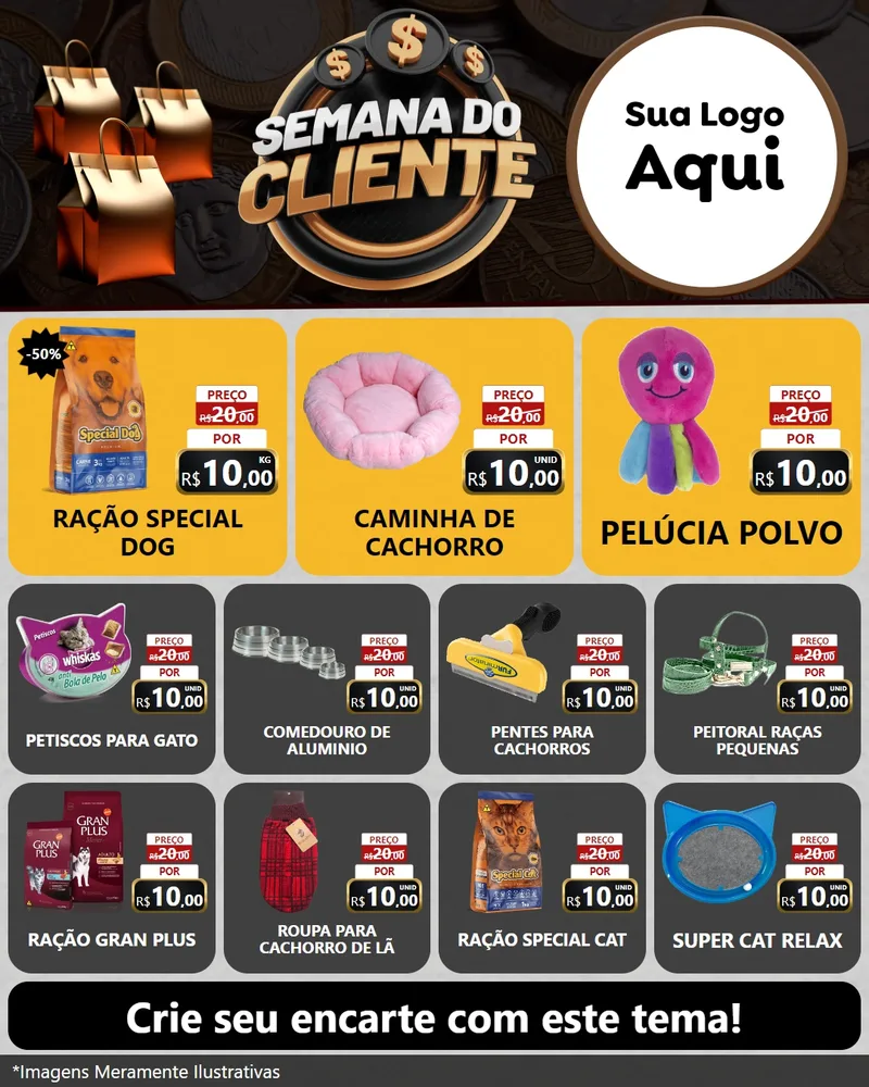 Modelo de Rede Social para Feed Instagram com o tema Semana do Cliente para Pet Shop