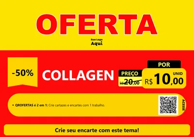 Modelo de Cartaz para Cartaz A4 Horizontal com o tema OFERTA - Vermelho Cartaz para Suplementos alimentares