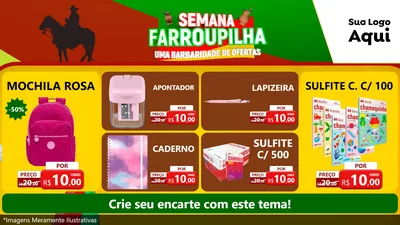 Modelo de TV para TV Horizontal com o tema Semana Farroupilha - Uma Barbaridade de Ofertas para Papelaria