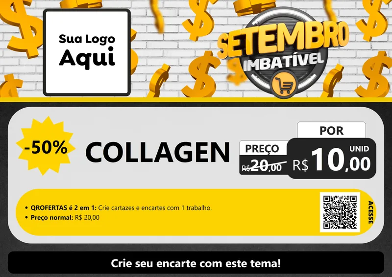 Modelo de Cartaz para Cartaz A4 Horizontal com o tema Setembro Imbatível para Suplementos alimentares