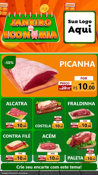Modelo de Rede Social para Stories com o tema Janeiro da Economia para Açougue