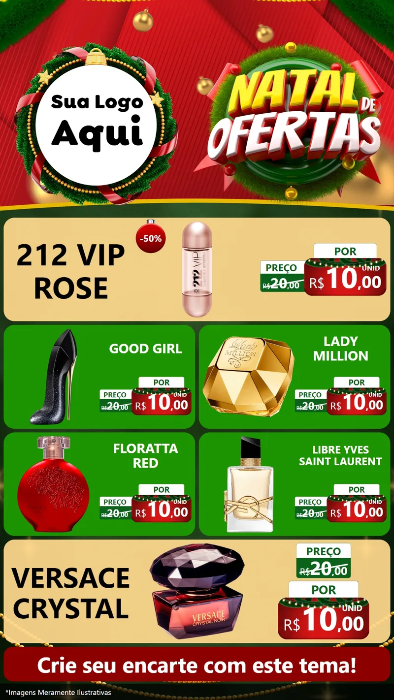 Modelo de TV para TV Vertical com o tema Natal de Ofertas para Perfumes