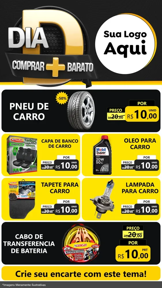 Modelo de TV para TV Vertical com o tema Dia D Mais Economia para Auto peças