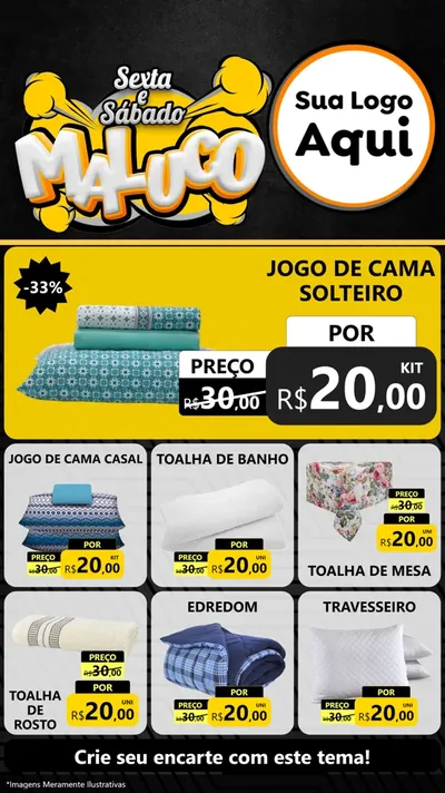 Modelo de Rede Social para Stories com o tema Sexta e Sábado Maluco para Cama, Mesa e Banho