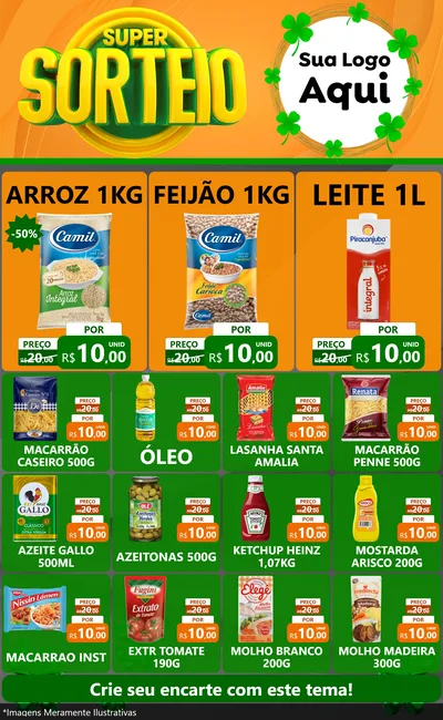 Modelo de Encarte para Encarte Grande com o tema Super Sorteio para Supermercado