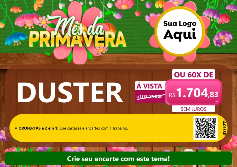 Modelo de Cartaz para Cartaz A4 Horizontal com o tema Mês da Primavera para Concessionaria de Carros