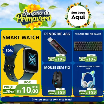 Modelo de Rede Social para Feed Facebook com o tema Semana da Primavera para Informática