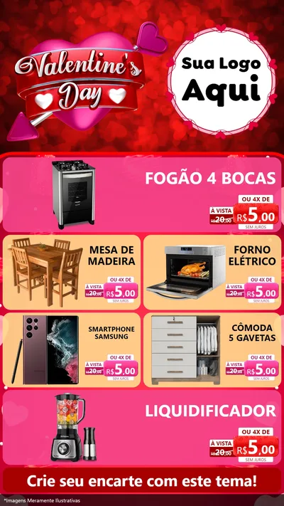 Modelo de TV para TV Vertical com o tema Valentine's Day para Móveis e Eletro