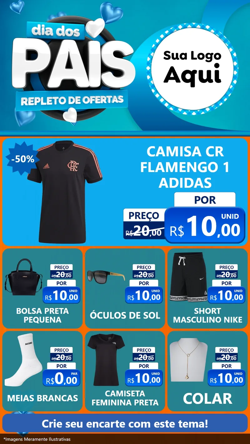Modelo de Rede Social para Stories com o tema Dia Dos Pais Repleto de Ofertas para Roupas e acessórios
