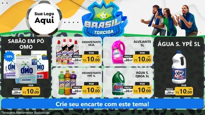 Modelo de TV para TV Horizontal com o tema Brasil Torcida - Copa para Produtos de Limpeza