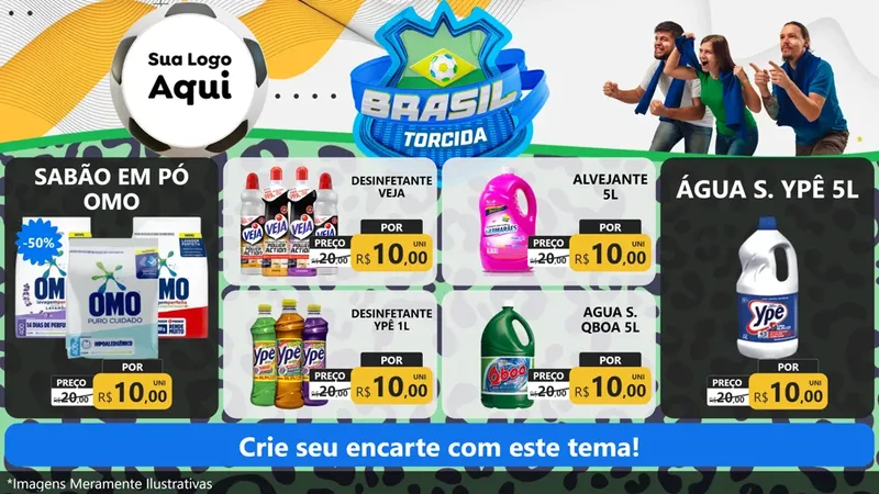 Modelo de TV para TV Horizontal com o tema Brasil Torcida - Copa para Produtos de Limpeza