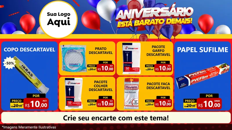 Modelo de TV para TV Horizontal com o tema Aniversário para Embalagens