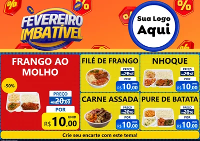 Modelo de Encarte para Encarte A4 Horizontal com o tema Fevereiro Imbatível para Restaurante