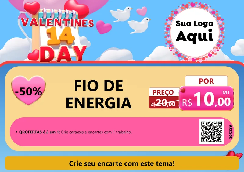 Modelo de Cartaz para Cartaz A4 Horizontal com o tema Valentine's Day para Materiais Elétricos