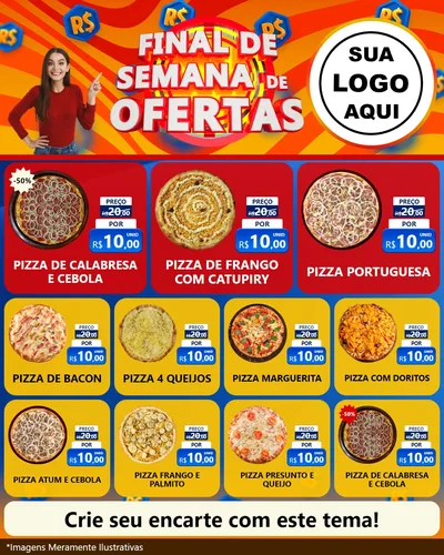 Modelo de Rede Social para Feed Instagram com o tema Final de Semana de Ofertas para Pizzaria