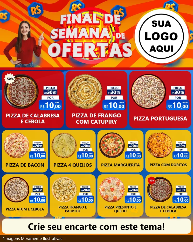 Modelo de Rede Social para Feed Instagram com o tema Final de Semana de Ofertas para Pizzaria