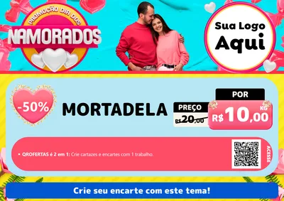 Modelo de Cartaz para Cartaz A4 Horizontal com o tema Promoção Dia dos Namorados para Frios e Laticínios