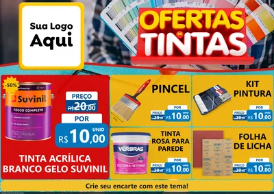 Modelo de Encarte para Encarte A4 Horizontal com o tema Ofertas de Tintas para Tintas e Ferramentas