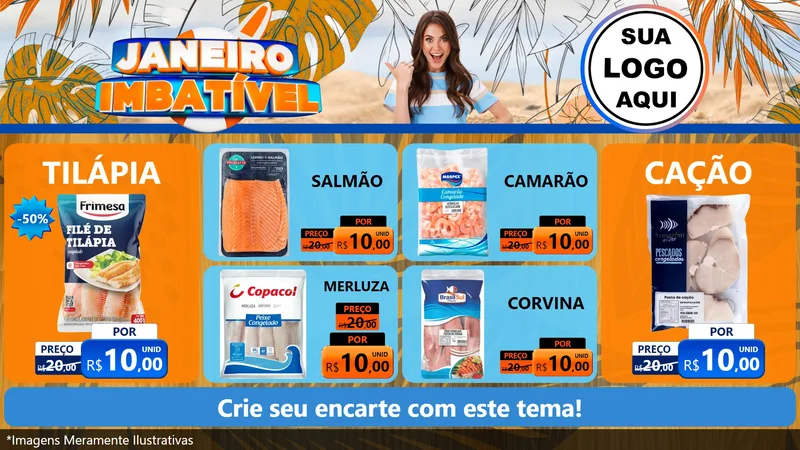 Modelo de TV para TV Horizontal com o tema Janeiro Imbatível para Peixaria