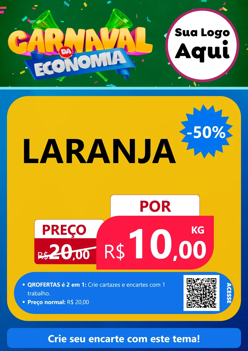 Modelo de Cartaz para Cartaz A4 Vertical com o tema Carnaval da Economia para Hortifrúti