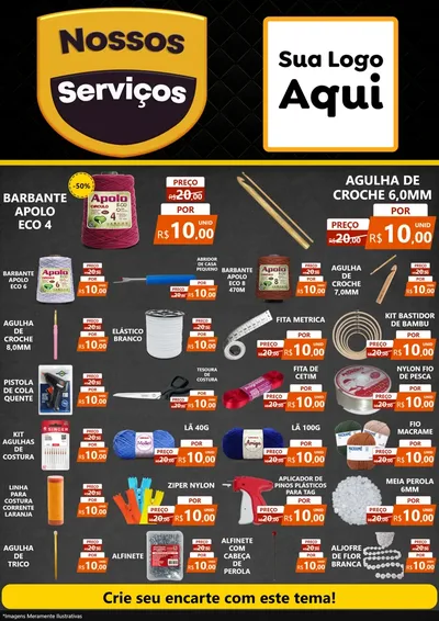 Modelo de Encarte para Encarte A4 Vertical com o tema Nossos Serviços para Armarinho e Aviamentos