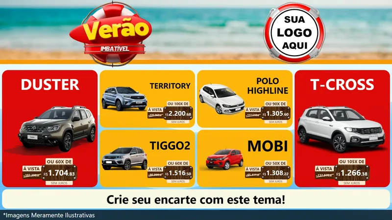 Modelo de TV para TV Horizontal com o tema Verão Imbatível para Concessionaria de Carros