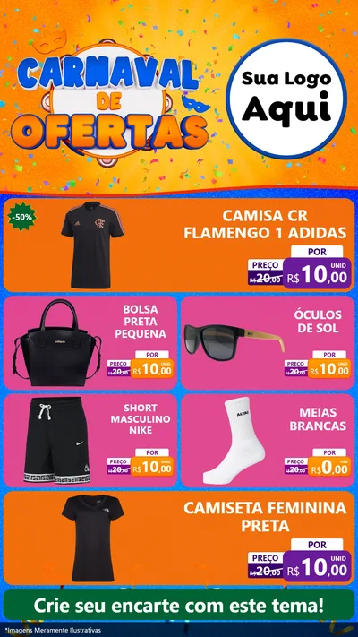 Modelo de TV para TV Vertical com o tema Carnaval de Ofertas para Roupas e acessórios