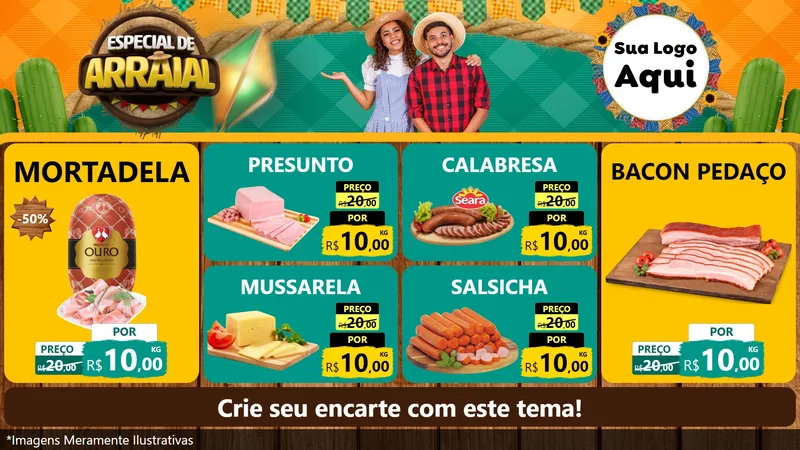 Modelo de TV para TV Horizontal com o tema Especial De Arraial para Frios e Laticínios