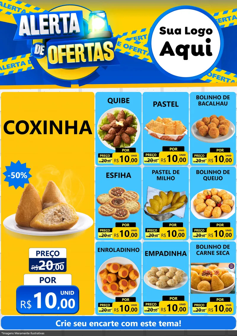Modelo de Encarte para Encarte A4 Vertical com o tema Alerta de Ofertas para Salgadaria