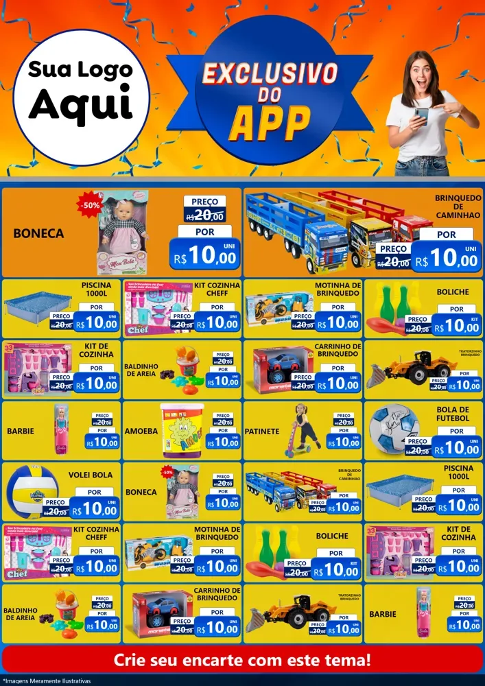 Modelo de Encarte para Encarte A4 Vertical com o tema Exclusivo do Aplicativo para Brinquedos
