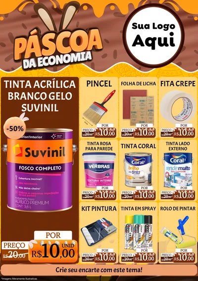 Modelo de Encarte para Encarte A4 Vertical com o tema Páscoa da Economia para Tintas e Ferramentas