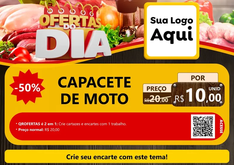 Modelo de Cartaz para Cartaz A4 Horizontal com o tema Ofertas do Dia para Moto peças