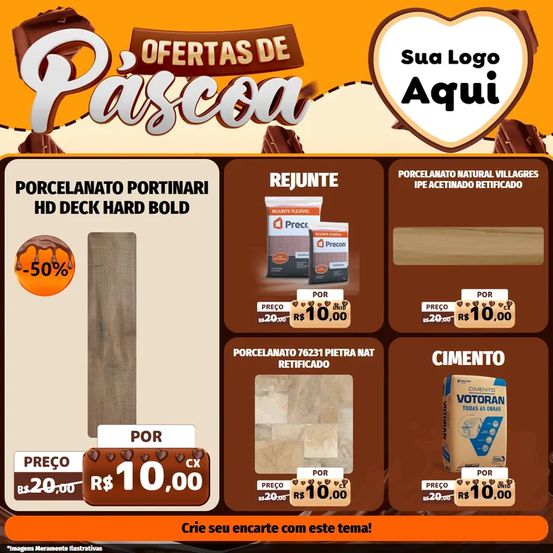 Modelo de Rede Social para Feed Facebook com o tema Ofertas de Páscoa para Pisos e revestimentos