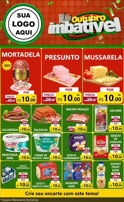 Modelo de Encarte para Encarte Grande com o tema Outubro Imbatível para Frios e Laticínios