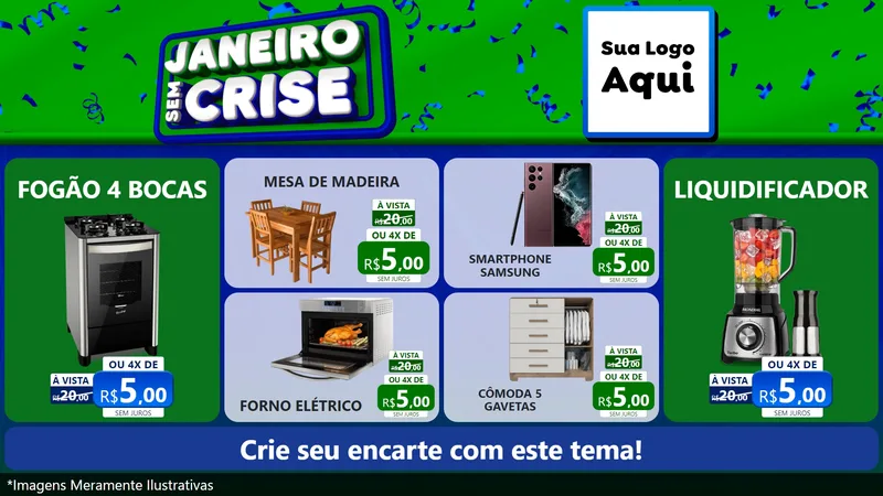 Modelo de TV para TV Horizontal com o tema Janeiro Sem Crise para Móveis e Eletro