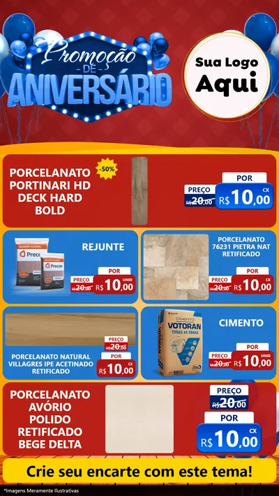 Modelo de TV para TV Vertical com o tema Promoção de Aniversário para Pisos e revestimentos