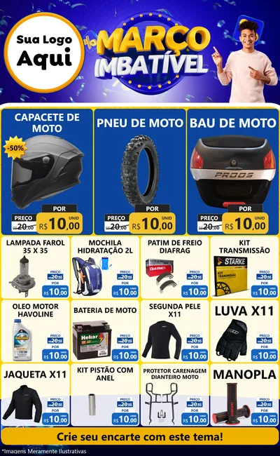 Modelo de Encarte para Encarte Grande com o tema Março Imbatível para Moto peças